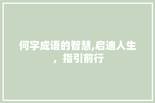何字成语的智慧,启迪人生，指引前行