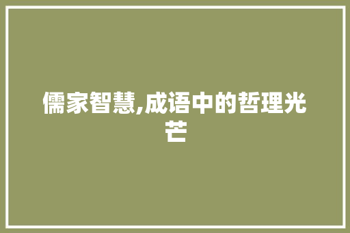 儒家智慧,成语中的哲理光芒