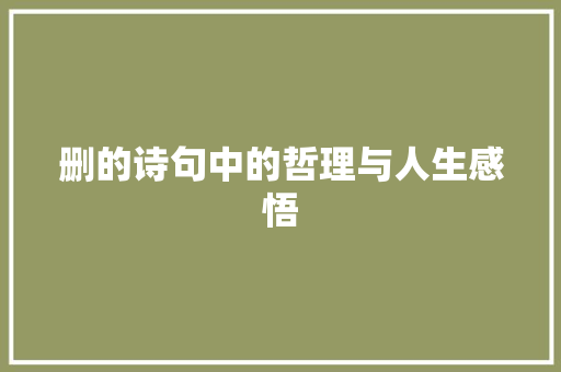 删的诗句中的哲理与人生感悟