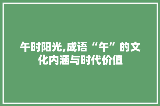 午时阳光,成语“午”的文化内涵与时代价值