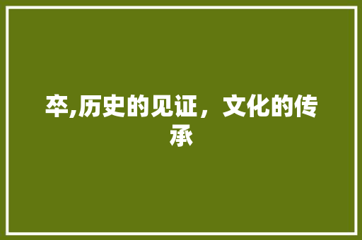 卒,历史的见证，文化的传承