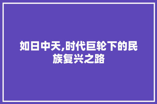 如日中天,时代巨轮下的民族复兴之路