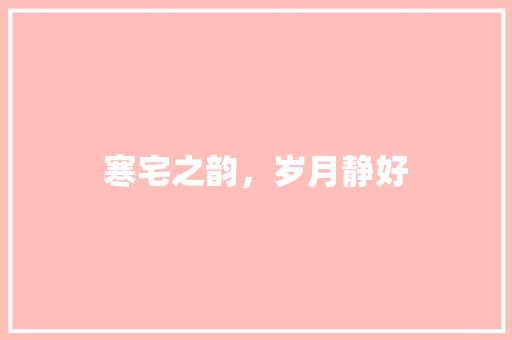 寒宅之韵，岁月静好