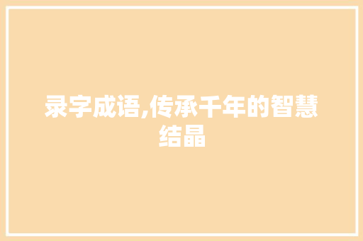 录字成语,传承千年的智慧结晶 近义词汇