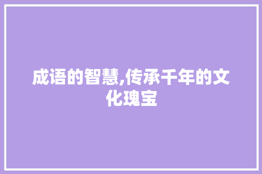 成语的智慧,传承千年的文化瑰宝