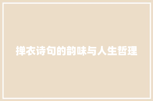掸衣诗句的韵味与人生哲理