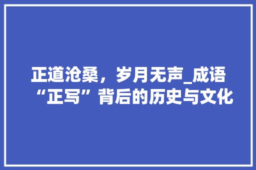 正道沧桑，岁月无声_成语“正写”背后的历史与文化内涵