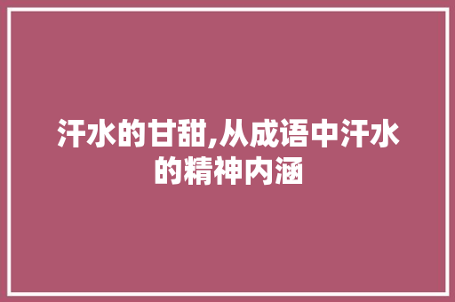 汗水的甘甜,从成语中汗水的精神内涵