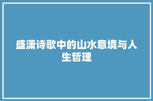 盛潇诗歌中的山水意境与人生哲理