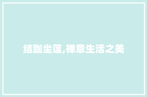 结跏坐莲,禅意生活之美
