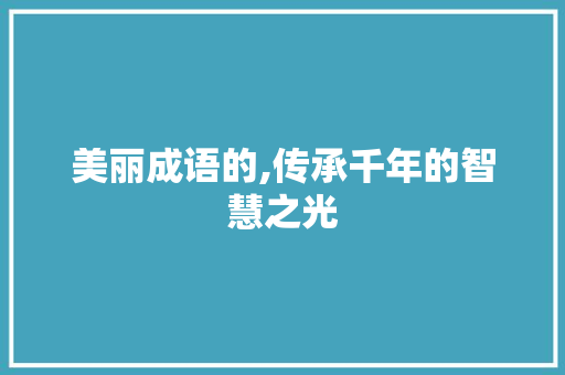 美丽成语的,传承千年的智慧之光
