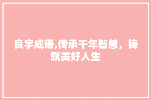 良字成语,传承千年智慧，铸就美好人生