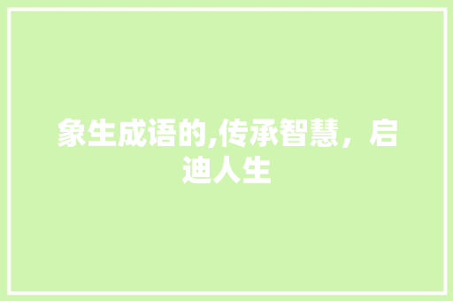 象生成语的,传承智慧，启迪人生