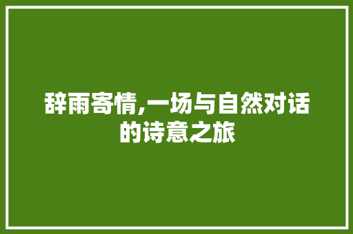 辞雨寄情,一场与自然对话的诗意之旅 英语单词