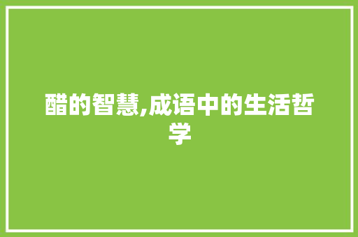 醋的智慧,成语中的生活哲学