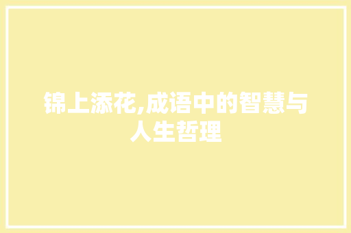 锦上添花,成语中的智慧与人生哲理