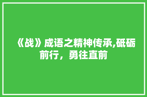 《战》成语之精神传承,砥砺前行，勇往直前