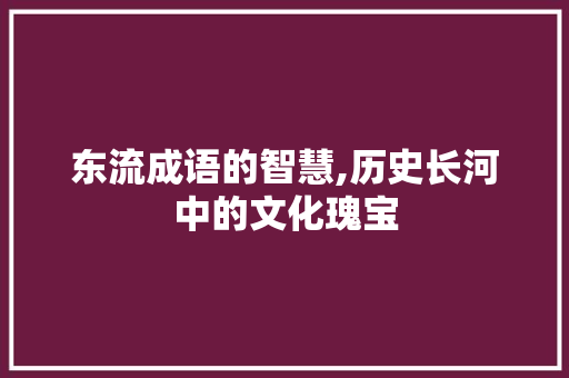 东流成语的智慧,历史长河中的文化瑰宝