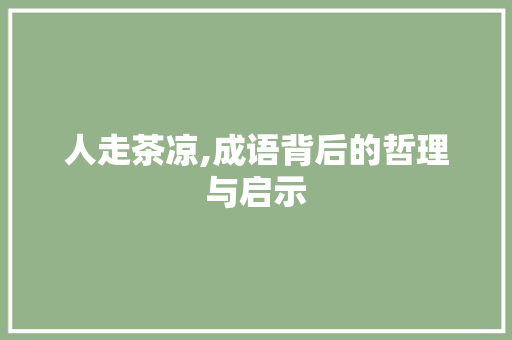 人走茶凉,成语背后的哲理与启示 短语