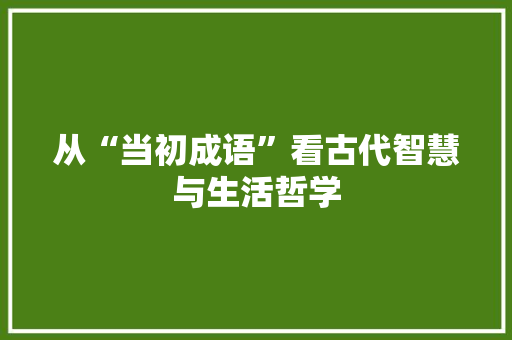 从“当初成语”看古代智慧与生活哲学 短语