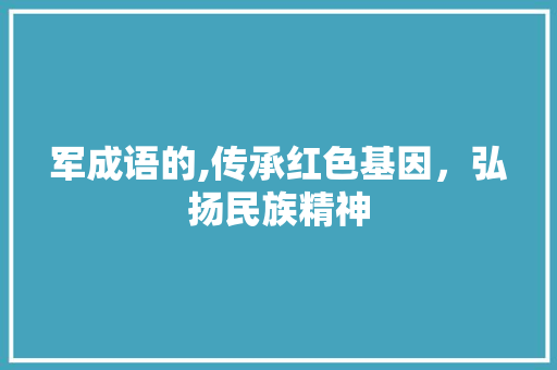 军成语的,传承红色基因，弘扬民族精神