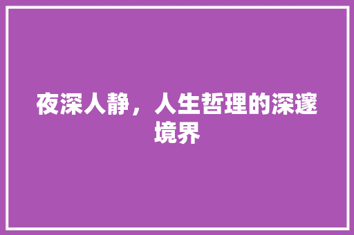 夜深人静，人生哲理的深邃境界 近义词汇