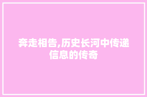 奔走相告,历史长河中传递信息的传奇