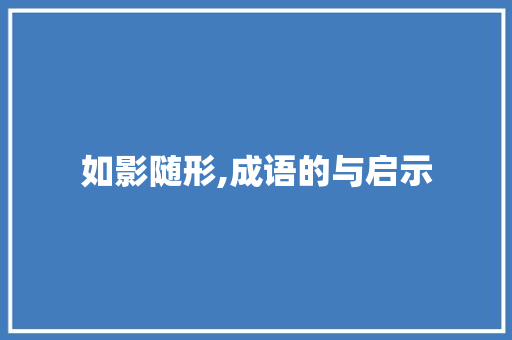 如影随形,成语的与启示