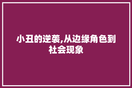 小丑的逆袭,从边缘角色到社会现象