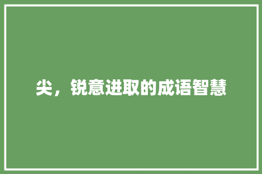 尖，锐意进取的成语智慧 汉字拼音
