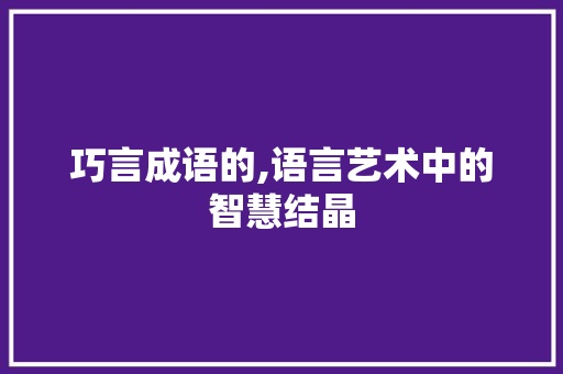巧言成语的,语言艺术中的智慧结晶