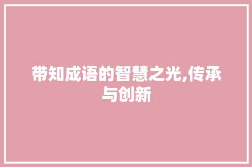 带知成语的智慧之光,传承与创新