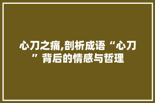 心刀之痛,剖析成语“心刀”背后的情感与哲理