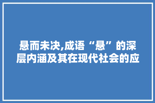 悬而未决,成语“悬”的深层内涵及其在现代社会的应用