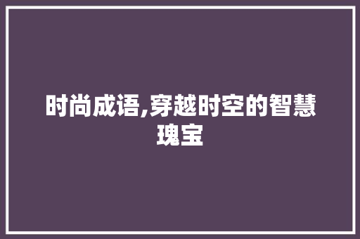 时尚成语,穿越时空的智慧瑰宝