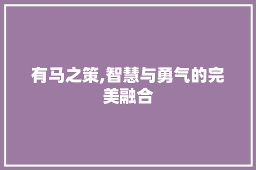 有马之策,智慧与勇气的完美融合 诗词佳句