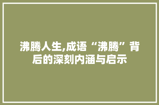 沸腾人生,成语“沸腾”背后的深刻内涵与启示