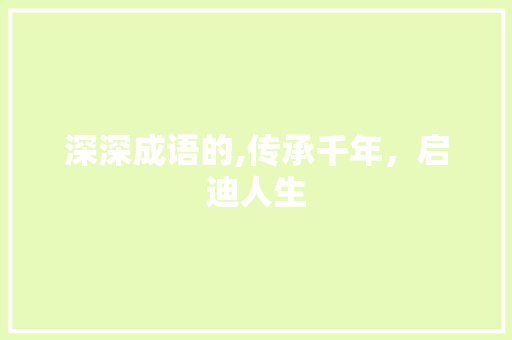 深深成语的,传承千年，启迪人生