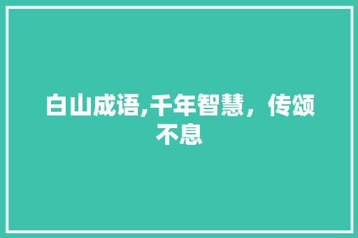 白山成语,千年智慧，传颂不息