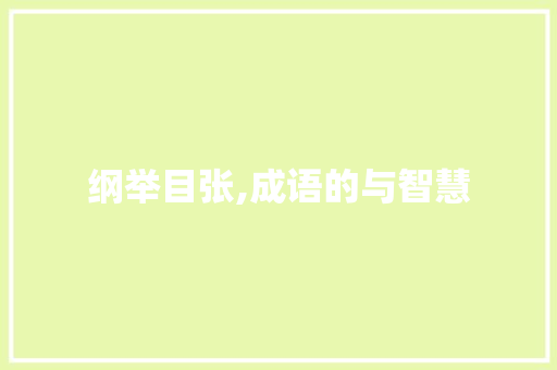 纲举目张,成语的与智慧