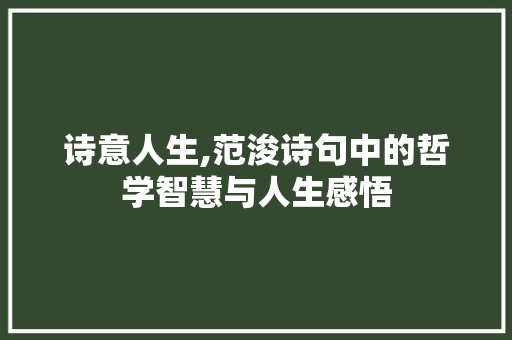 诗意人生,范浚诗句中的哲学智慧与人生感悟