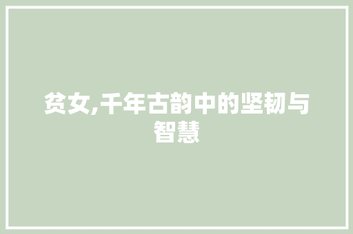 贫女,千年古韵中的坚韧与智慧