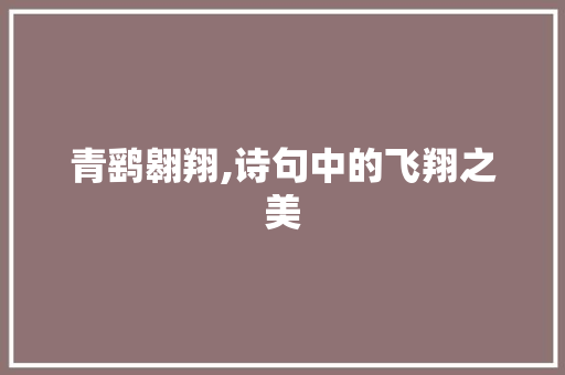 青鹞翱翔,诗句中的飞翔之美 古代典籍