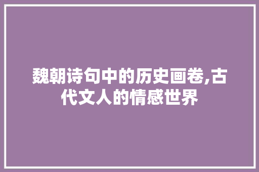 魏朝诗句中的历史画卷,古代文人的情感世界