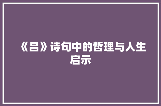 《吕》诗句中的哲理与人生启示