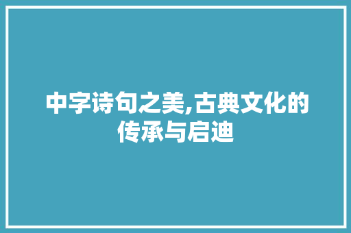 中字诗句之美,古典文化的传承与启迪