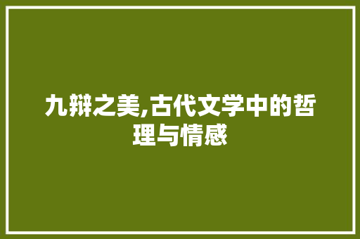 九辩之美,古代文学中的哲理与情感