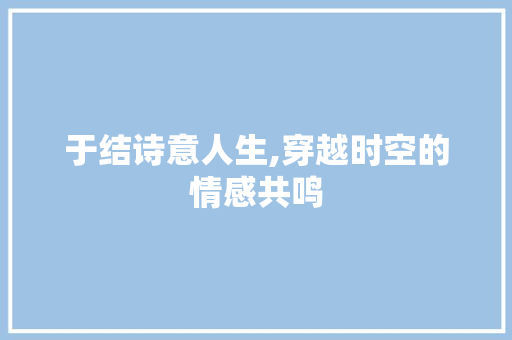 于结诗意人生,穿越时空的情感共鸣