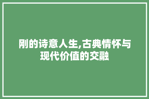 刚的诗意人生,古典情怀与现代价值的交融