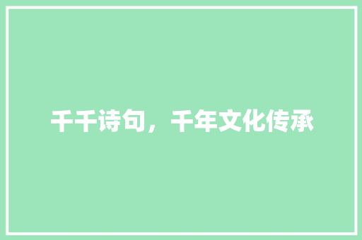 千千诗句，千年文化传承
